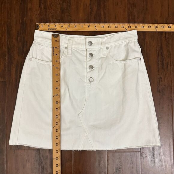 MADEWELL A-Line Rigid Denim Mini Skirt Button-Fly in White - Picture 12 of 12